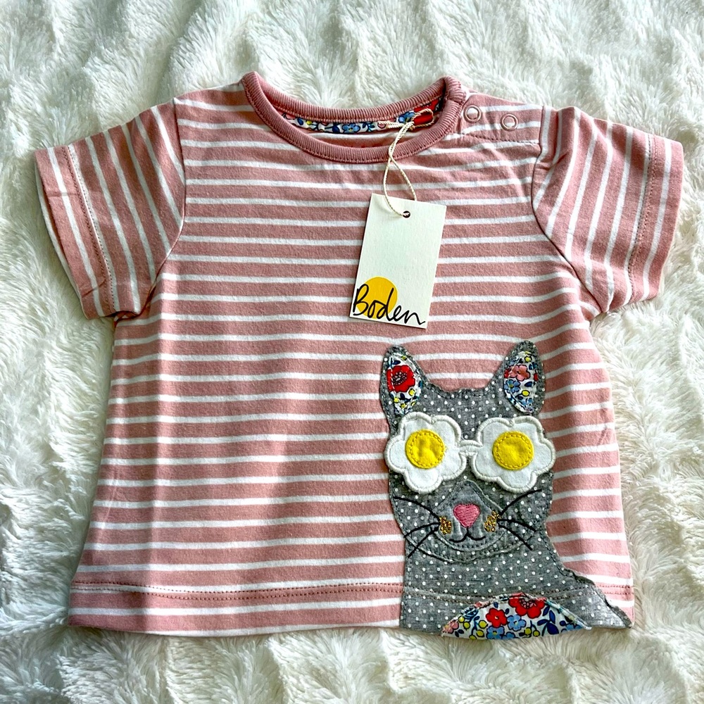Baby Boden Textured Appliqué Tee Shirt, size 3-6 mo, NWT.